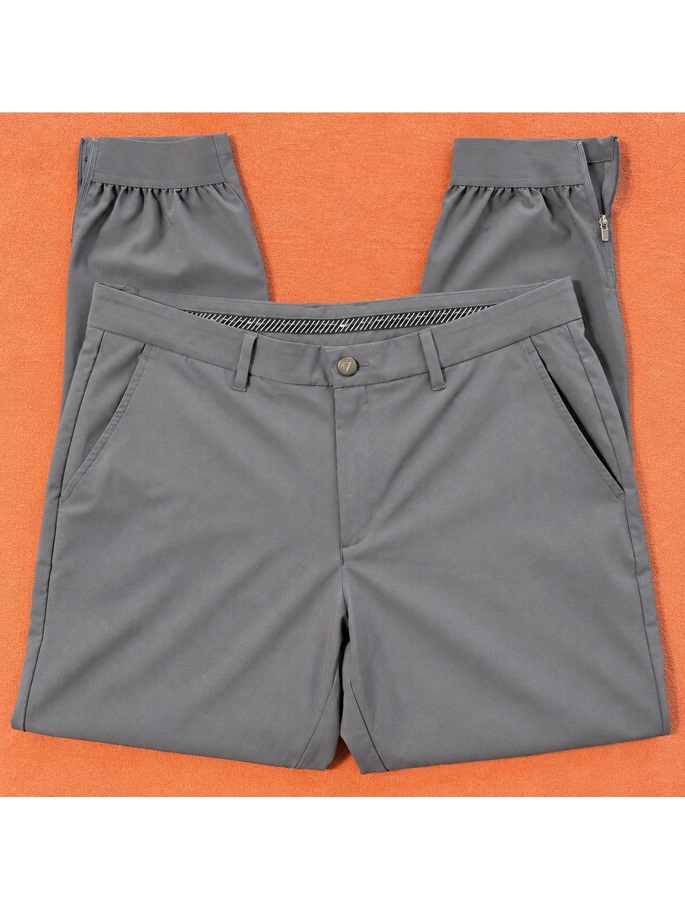 Primo Golf Pants Mens 36w Grey Performance Stretch Tapered Ankle Zip Joggers 28L